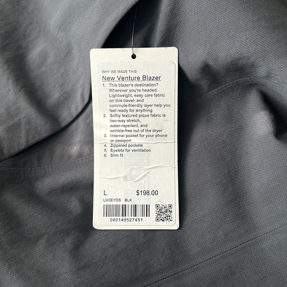 Lululemon New Venture Blazer Coat Jacket BLK Black Men's Size Large - Picture 11 of 11